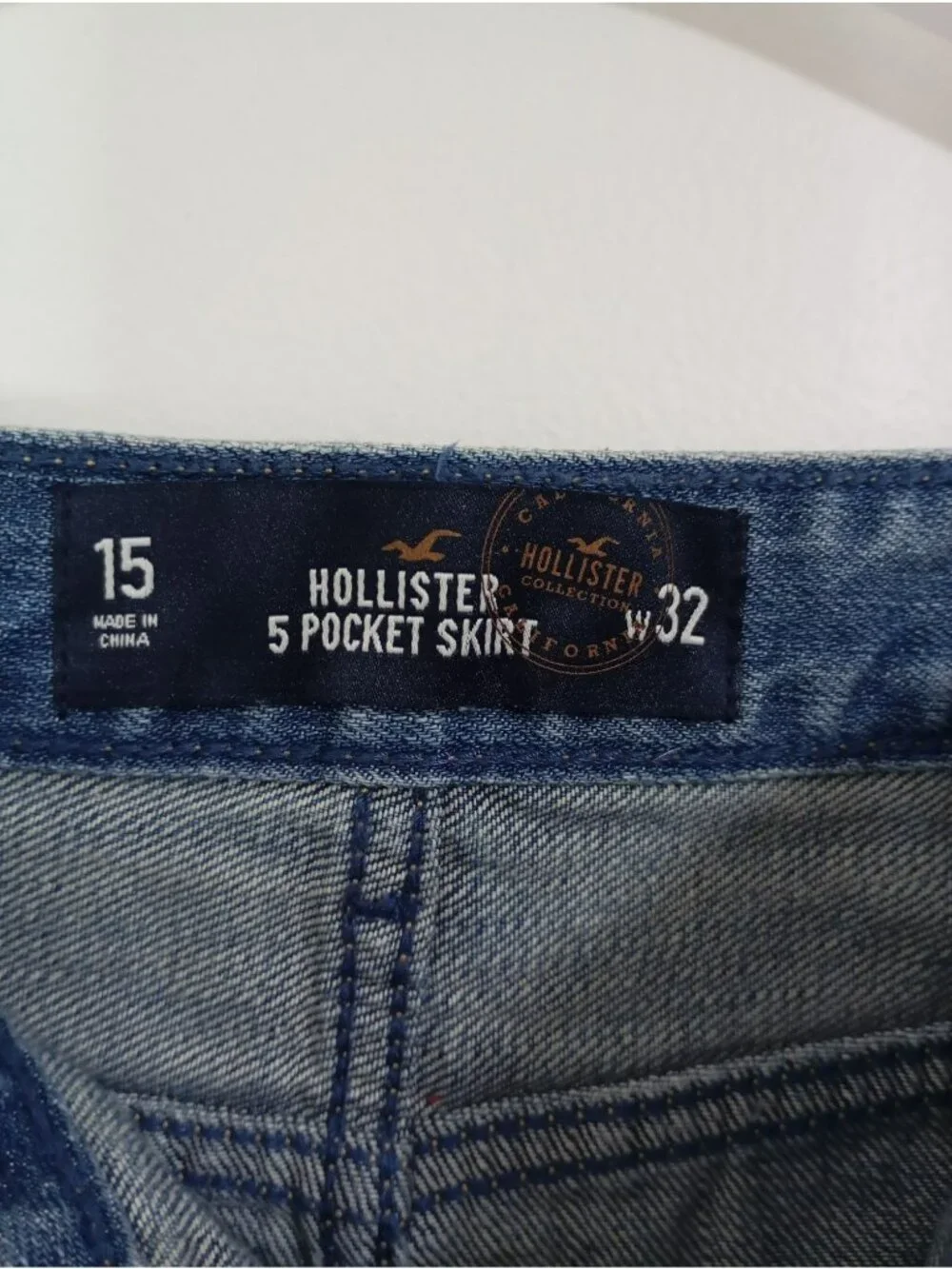 Hollister Distressed Denim Mini Skirt Size 15 Frayed Hem Blue Cotton Casual